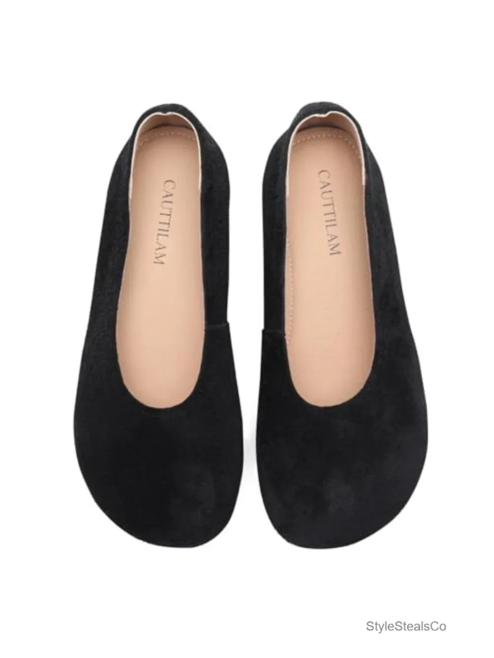 Suede Flats Women Round Toe Slip-On Comfortable Daily Work Shoes